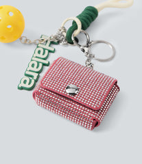 Rhinestone-Studded Metal Chain Small Bag Earphone Case