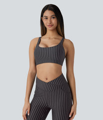 Low Support U Neck Stripe InstantCool Yoga Sports Bra