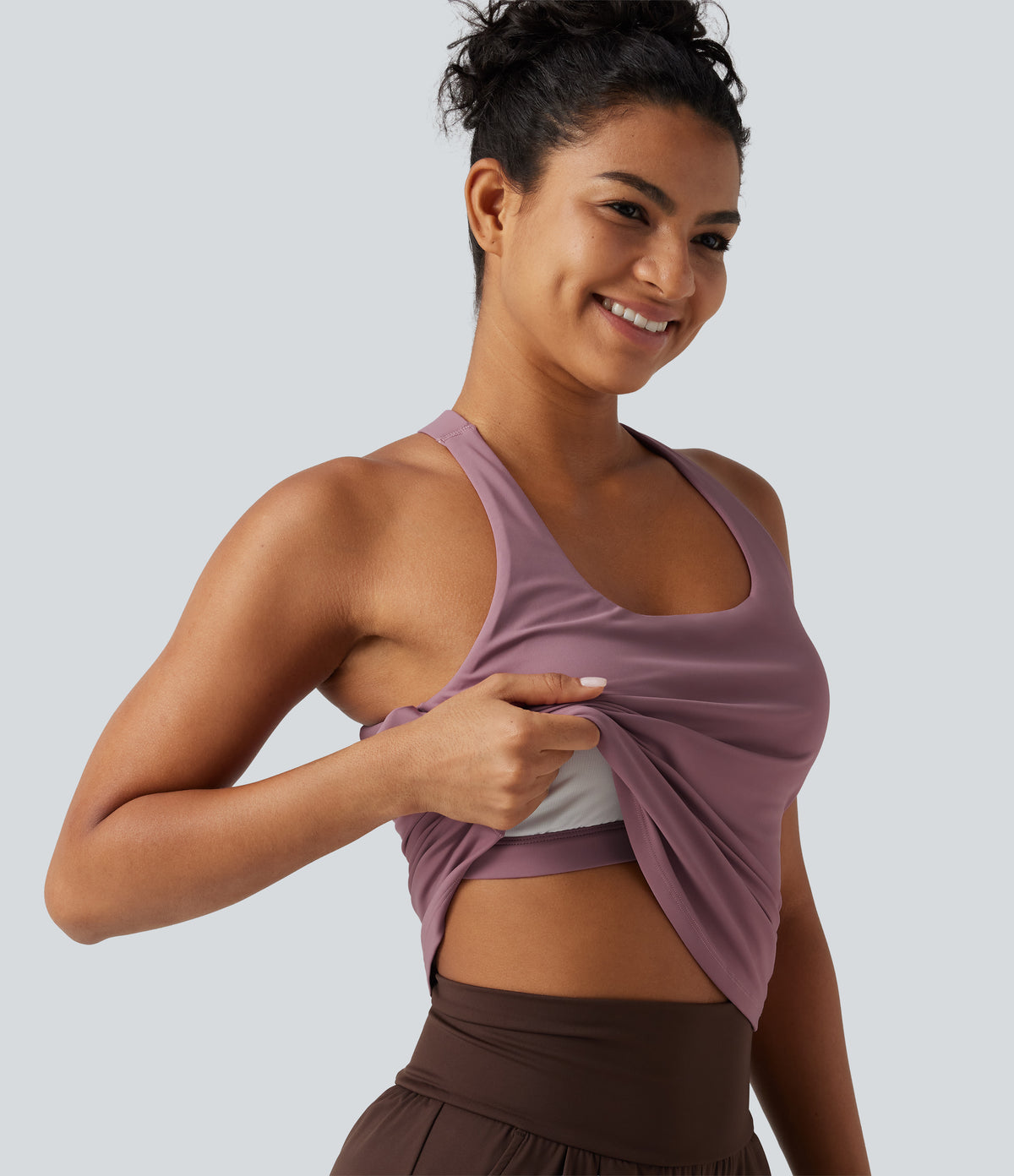 U Neck Built-in Bra Cool Touch Quick Dry Yoga Tank Top-UPF50+