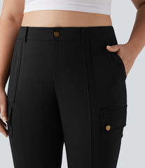 DayStretch High Waisted Skinny Pedal Pusher Casual Plus Size Cargo Pants with Pockets