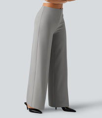 Low Rise Wide Leg Baggy Work Tailored Pants with Pockets