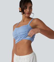 OneForm Seamless Flow Crisscross Back Ruched Cropped Built-in Bra Yoga Tank Top