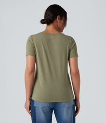 V-Neck Short Sleeve Casual Top