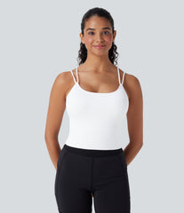 OneForm Seamless Flow Double Straps V Back Cropped Running Cami Top DD-F Cups