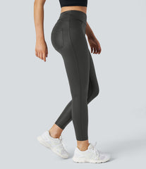 SoftlyZero™ Faux Leather High Waisted Pocket Work Leggings