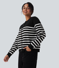 Color Block Striped Work Cardigan