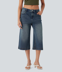 Halara Flex™ Low Rise Washed Casual Capri Baggy Jeans with Pockets