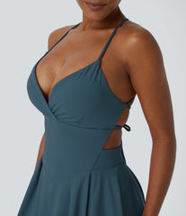 Lace Up 2-in-1 Pocket Mini Slip Casual Dress