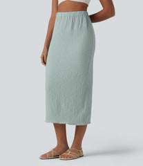 High Waisted Midi Casual Skirt
