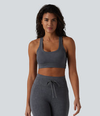 Low Support U Neck Built-in Bra Racerback Yoga Sports Bra