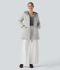 Hooded Zipper Long Sleeve Casual Sherpa Faux Fur hooded Jacket with Pockets