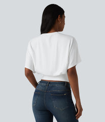 Round Neck Batwing Sleeve Casual Top