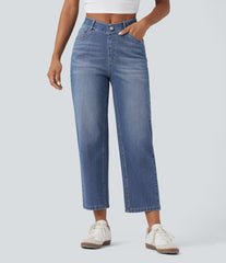 Halara Flex™ High Waisted V-Shaped Casual 7/8 Baggy Jeans with Pockets