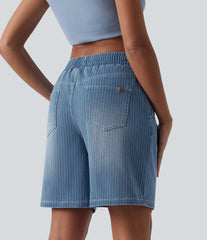 Halara Flex™ Mid Rise Drawstring Denim Casual Shorts with Pockets