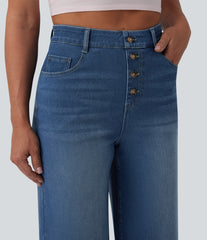 Halara Flex™ High Waisted Draped Lyocell Cropped Casual Wide Leg Jeans with Pockets