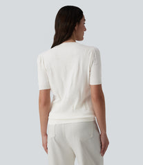 V-neck Short Sleeve Casual Sweater