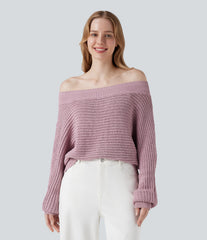 Off Shoulder Long Sleeve Casual Sweater