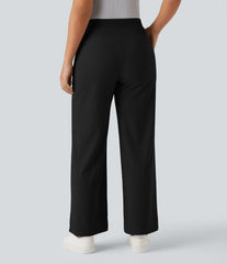 Halara Flex™ High Waisted Tummy Control Body Sculpt Waist-Slimming Wide Leg Micro Waffle Work Pants with Pockets