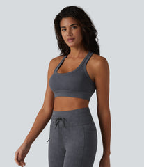 Low Support U Neck Built-in Bra Racerback Yoga Sports Bra