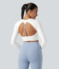 Backless Long Sleeve Thumb Holes InstantCool Quick Dry Yoga Sports Top-UPF50+