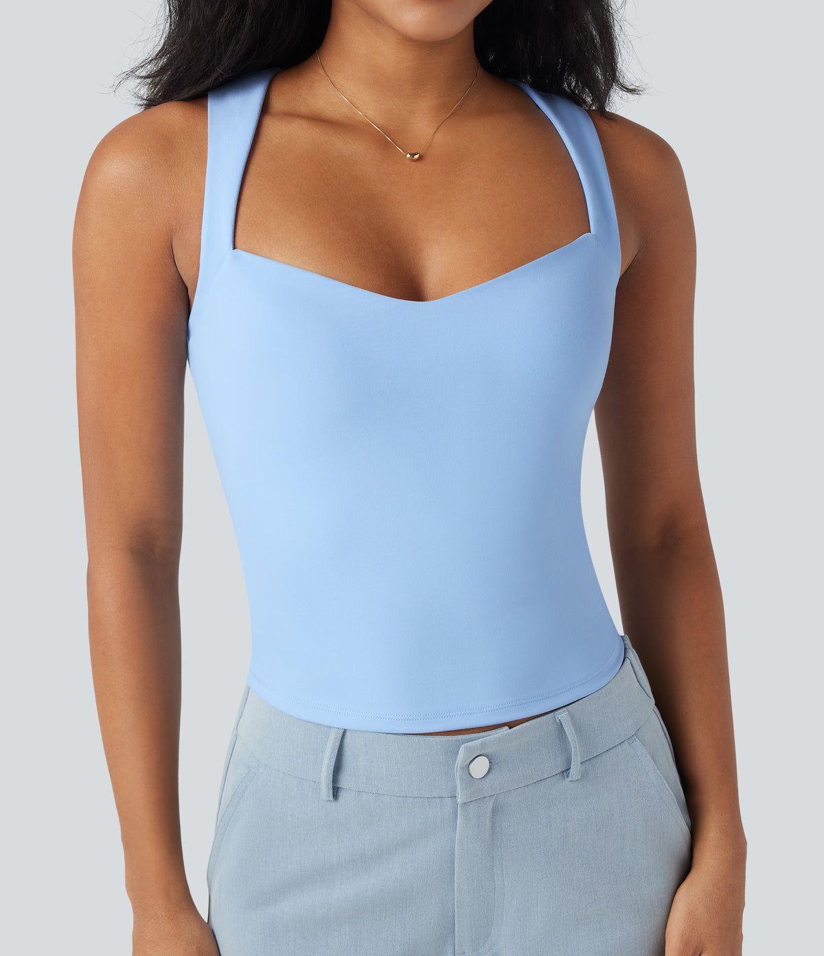 Sweetheart Neck Slim Casual Tank Top