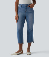 Halara Flex™ Mid Rise High-low Hem Crop Casual Bootcut Jeans with Pockets